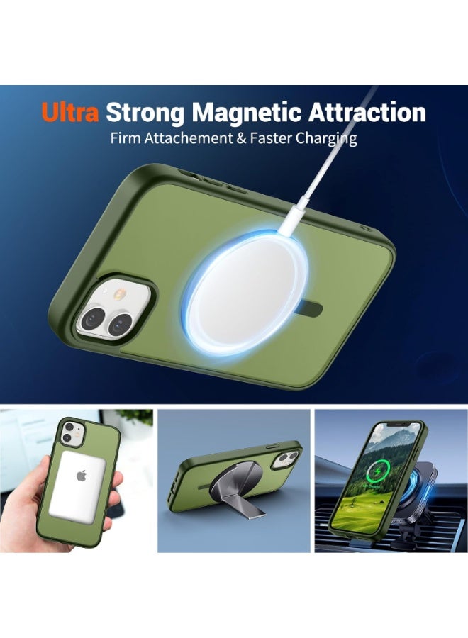 أكاليكس جراب مغناطيسي لهاتف آيفون 11 [مقاوم للصدمات ونحيف] غطاء خلفي صلب شفاف غير لامع مع حماية عالية الجودة | أخضر داكن - Image 3